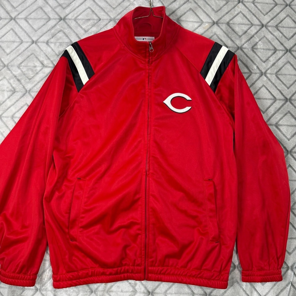 Cincinnati Reds MLB Genuine Merchandise Track Jacket Red Full Zip Men's L Vintag